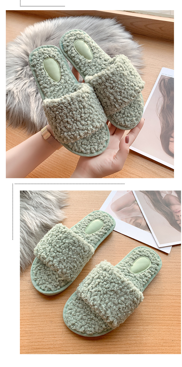 Pantuflas planas de felpa con punta abierta para mujer detail 13