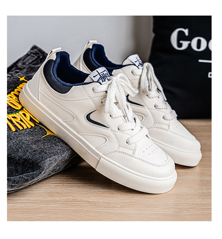 Men's Lace-Up PU Leather Casual Skate Shoes detail 13