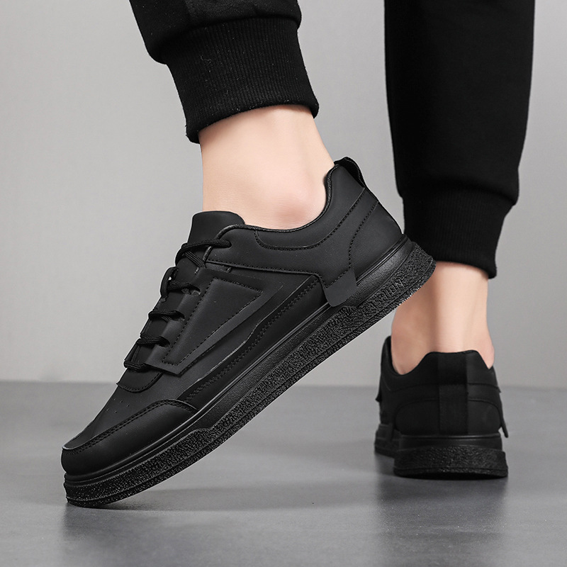 Einfarbige Schnür-Freizeitschuhe aus PU-Leder für Herren detail 5