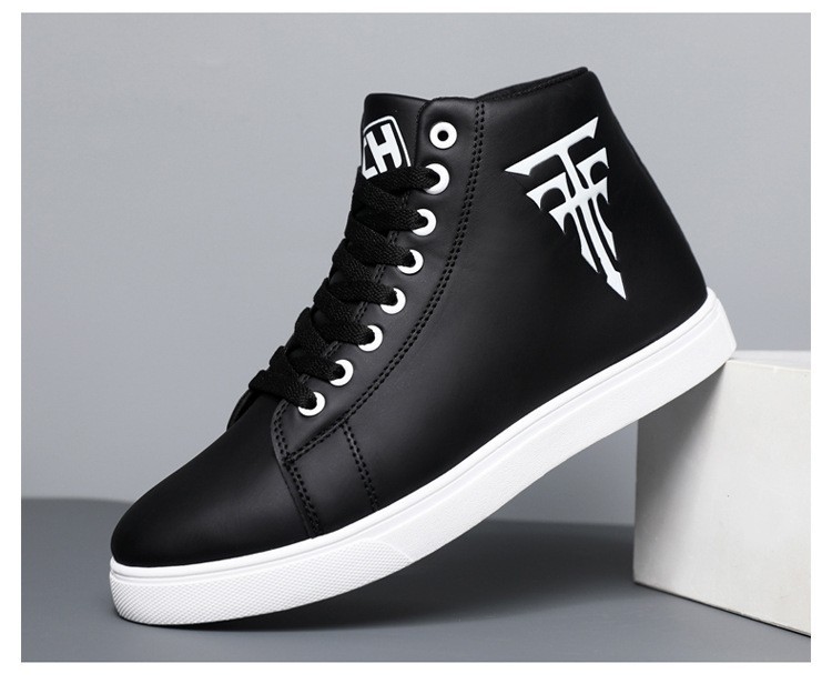 Men's Lace-Up PU Leather High-Top Casual Shoes detail 6