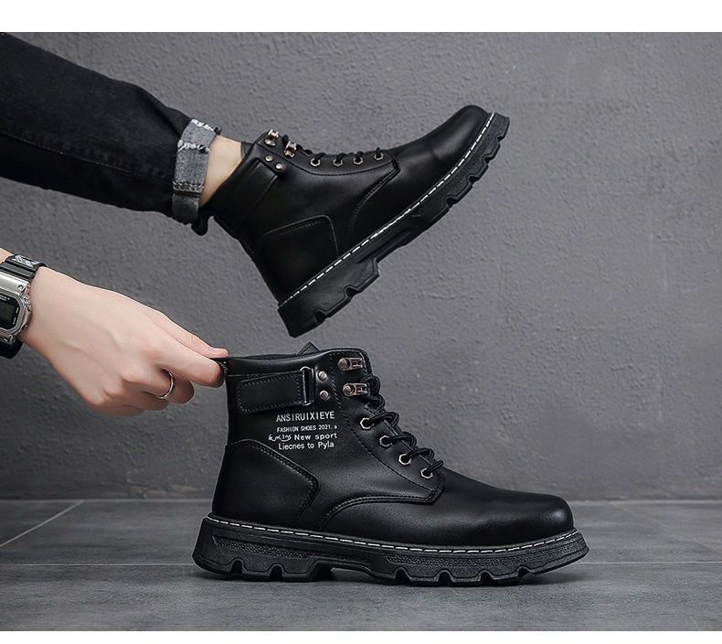 Botas de cuero con cordones antideslizantes estilo urbano hombre detail 5