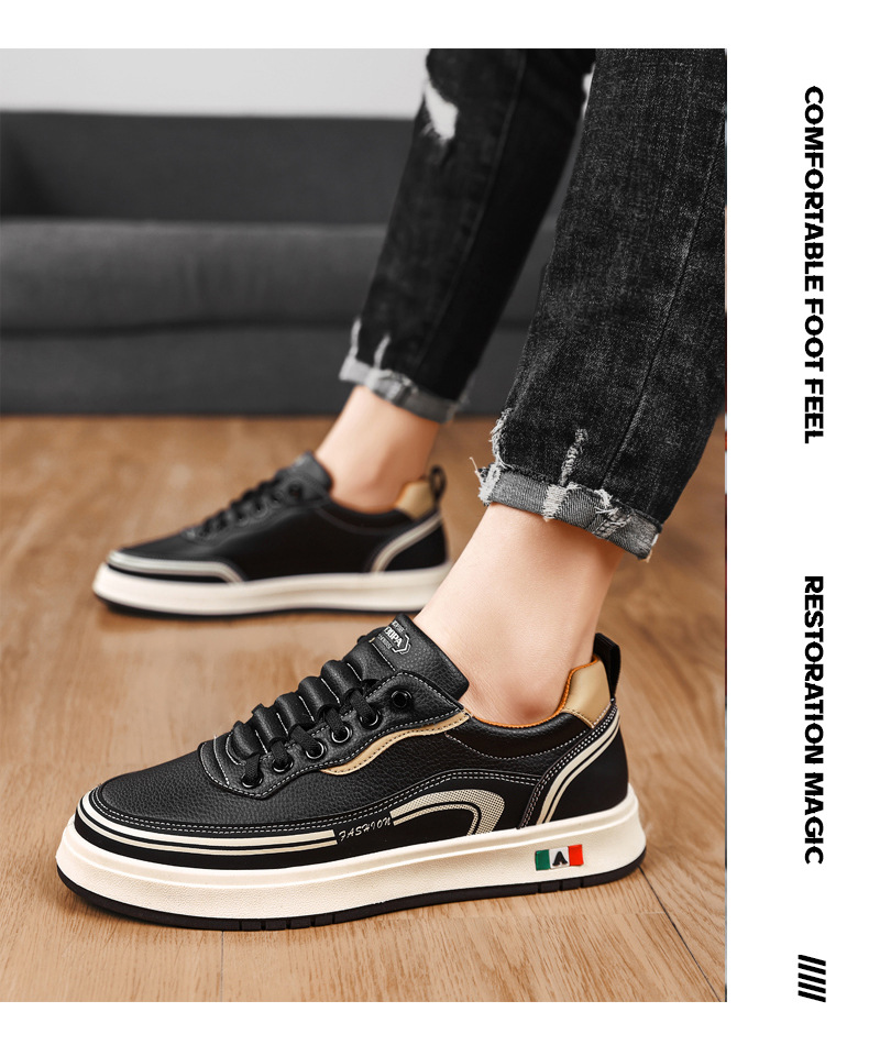 Casual herenschoenen met veters van PU-leer – Antislip detail 7