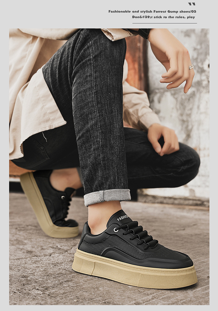 Klobige Schnür-Sneaker für Herren mit Plateausohle, Freizeitschuhe detail 7