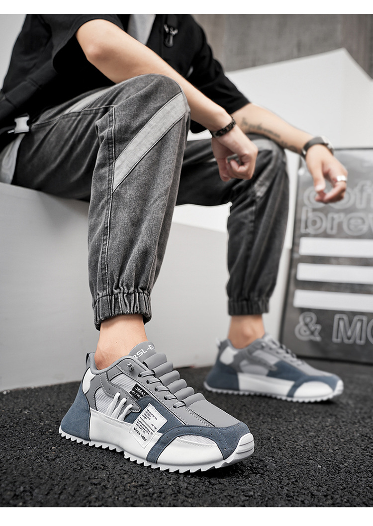Scarpe casual da uomo traspiranti stringate con plateau e motivo color block detail 8