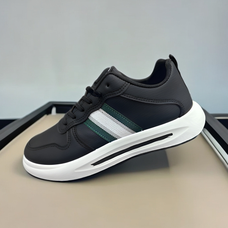 Men's Striped Lace-Up PU Leather Casual Sneakers detail 7