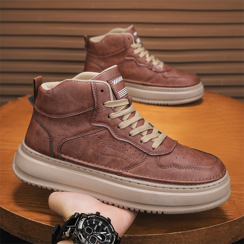 Herren Plateau-Freizeitschuhe zum Schnüren aus PU-Leder 5