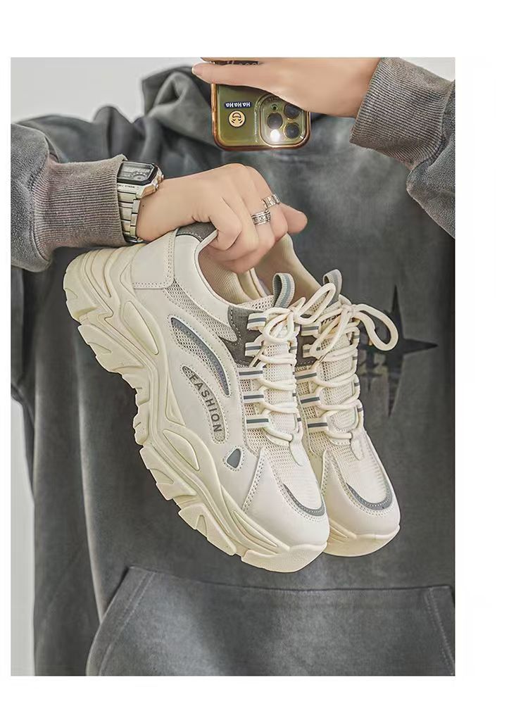 Ademende platform sneakers voor heren met colourblock detail 13