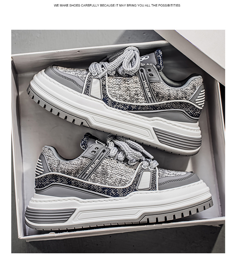 Chunky casual schoenen voor heren van canvas met plateauzool en colorblock detail 8