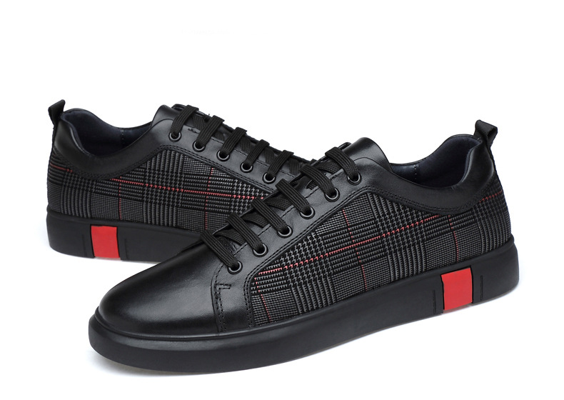Herren-Freizeitschuhe aus Leder zum Schnüren mit Karomuster detail 10