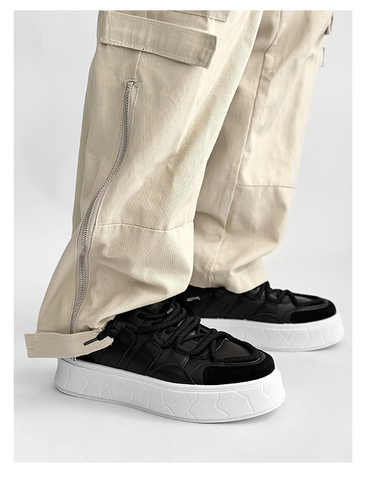 Men's Platform Lace-Up Colorblock Casual Shoes detail 6