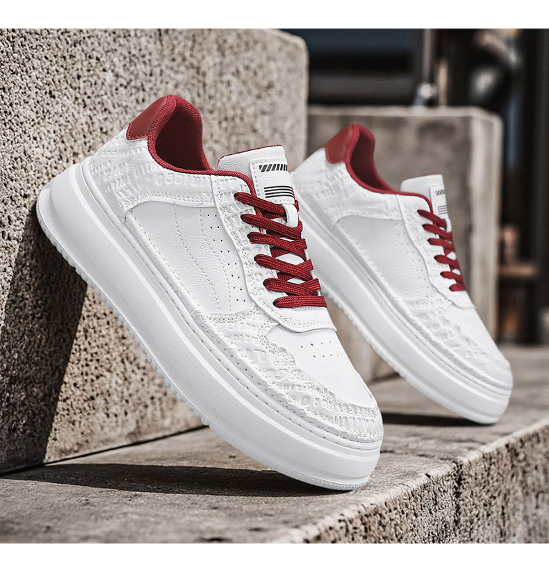 Sneakers casual da uomo stringate con plateau in pelle PU detail 14