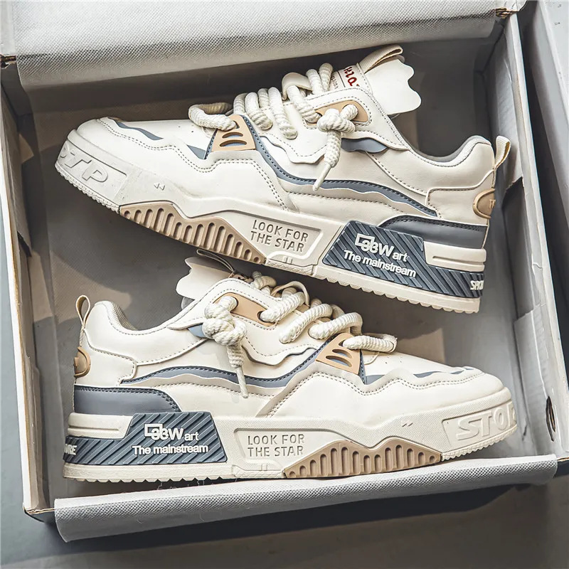 Men's Chunky Platform Colorblock Lace-Up Casual Shoes