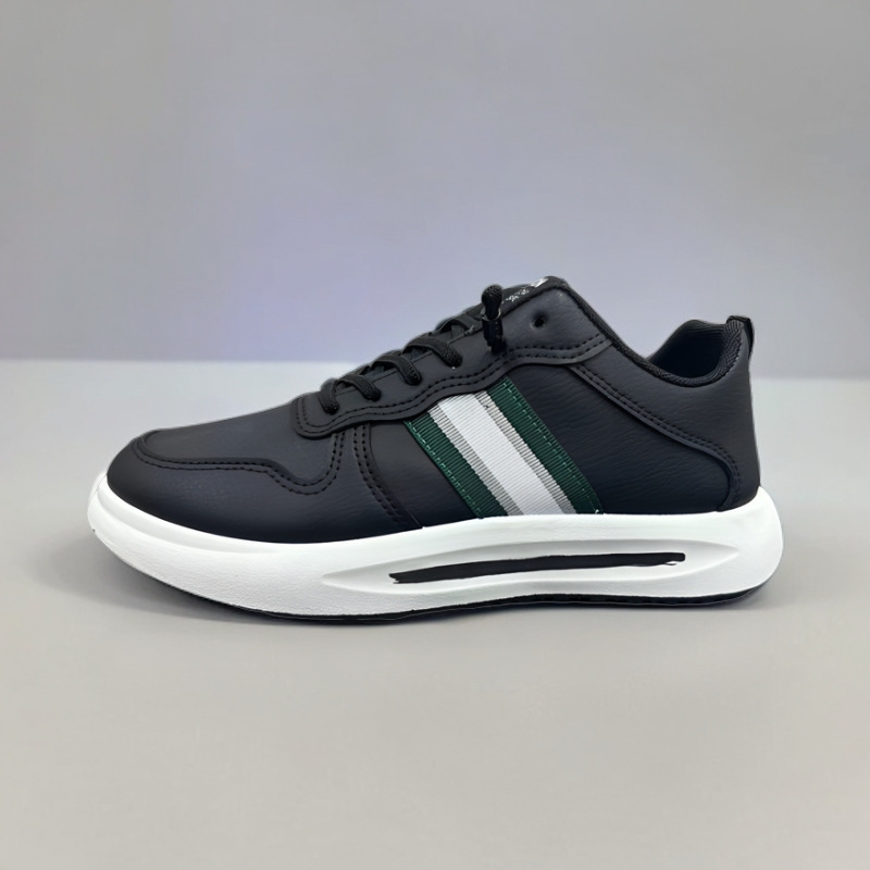 Men's Striped Lace-Up PU Leather Casual Sneakers detail 14