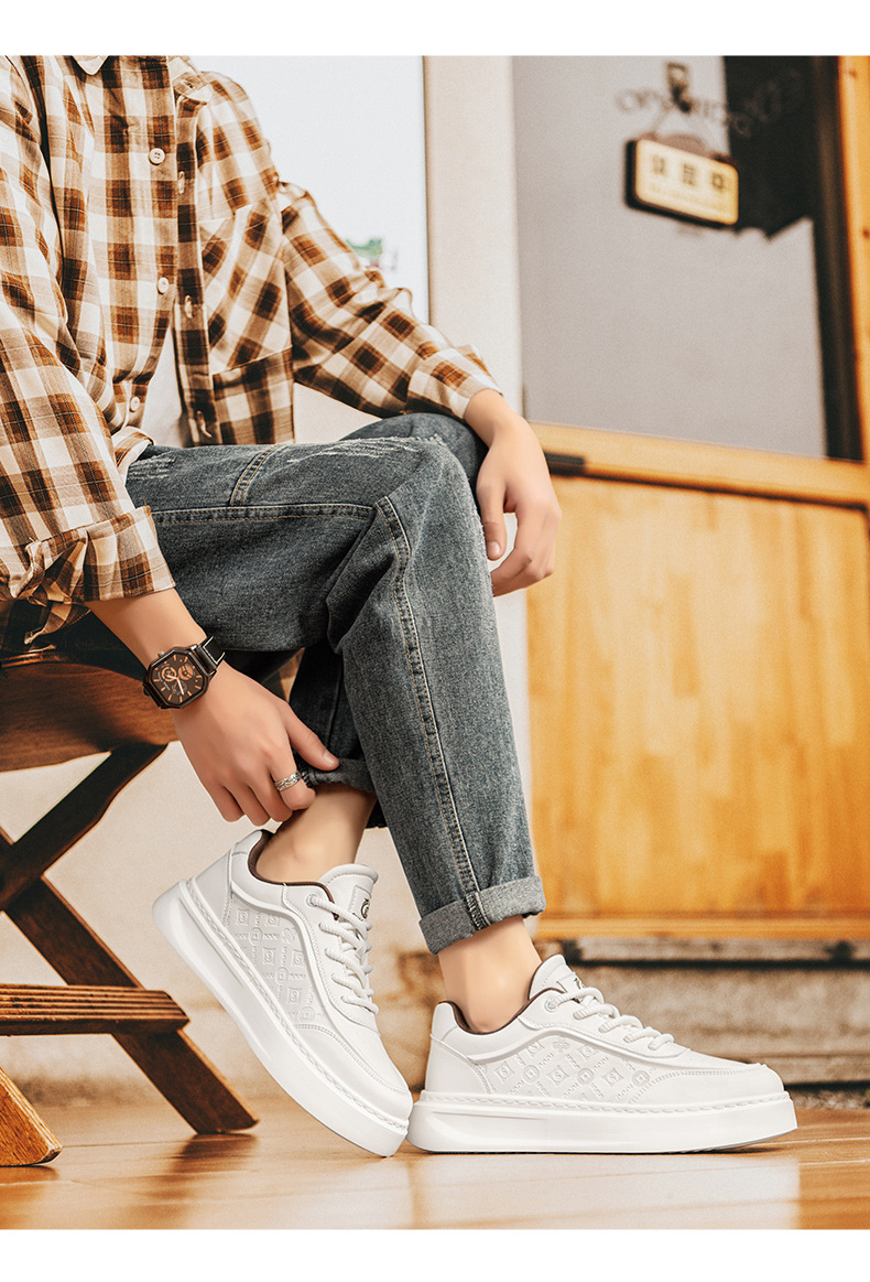 Herren Plateau-Freizeitschuhe zum Schnüren detail 5