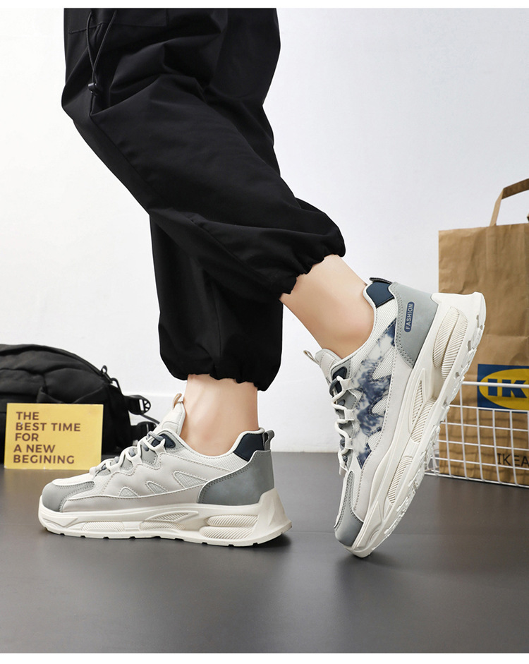 Sneakers casual da uomo traspiranti con plateau e motivo color block detail 1