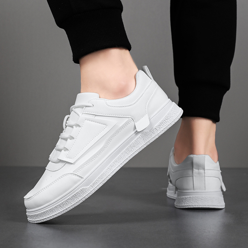 Einfarbige Schnür-Freizeitschuhe aus PU-Leder für Herren detail 8