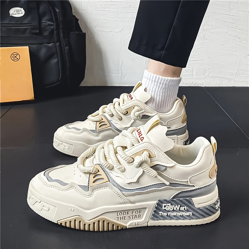 Men's Chunky Platform Colorblock Lace-Up Casual Shoes 4
