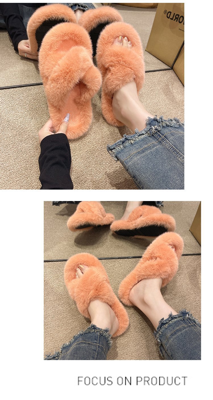 Women's Cozy Plush Open-Toe Flat Slippers detail 10