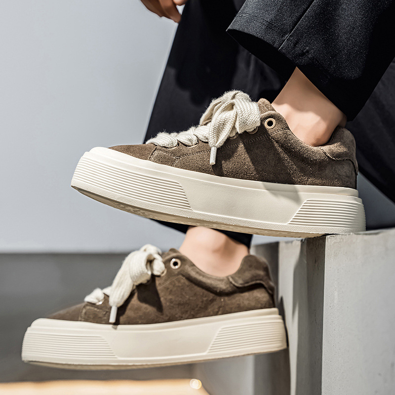 Herren Plateau-Freizeitschuhe aus Wildleder mit Schnürung detail 4