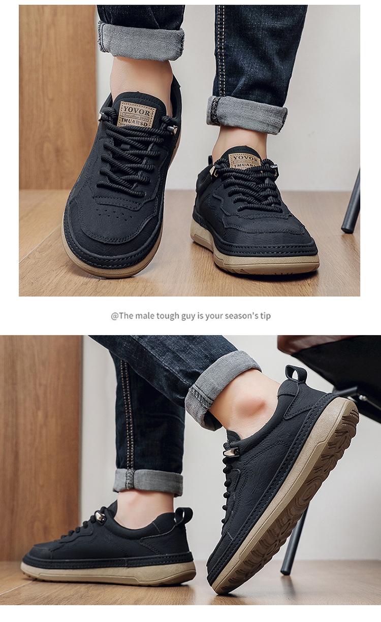 Herren Freizeitschuhe aus PU-Leder mit Schnürung & rutschfester Sohle detail 2