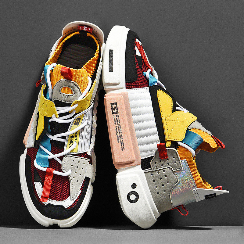 Chaussures casual unisexes respirantes à plateforme style color-block 3
