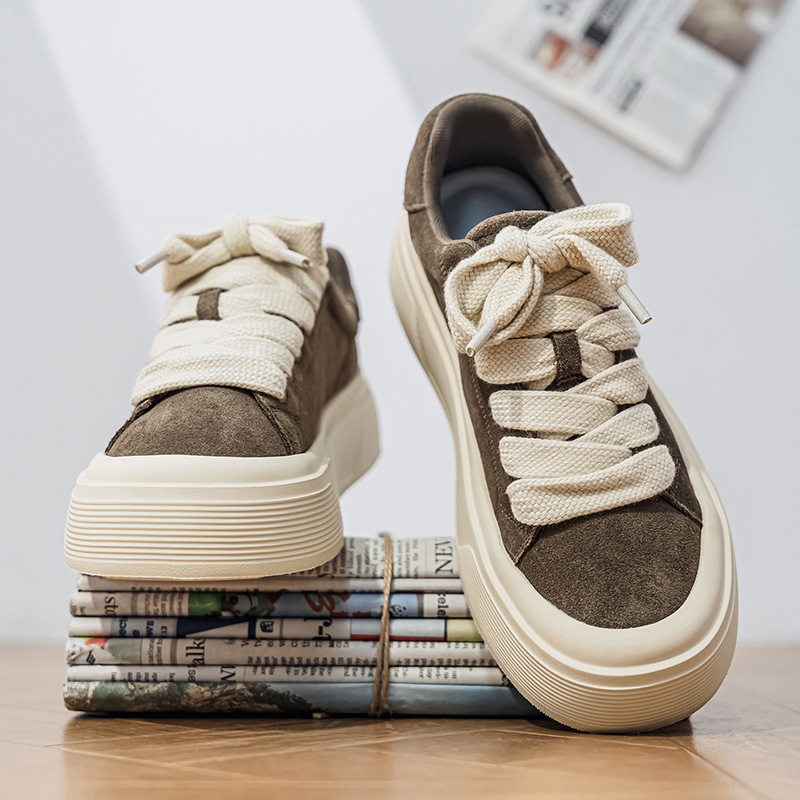 Herren Plateau-Freizeitschuhe aus Wildleder mit Schnürung detail 13
