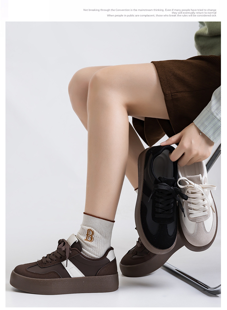 Chaussures casual unisexes à plateforme et lacets style colorblock detail 3