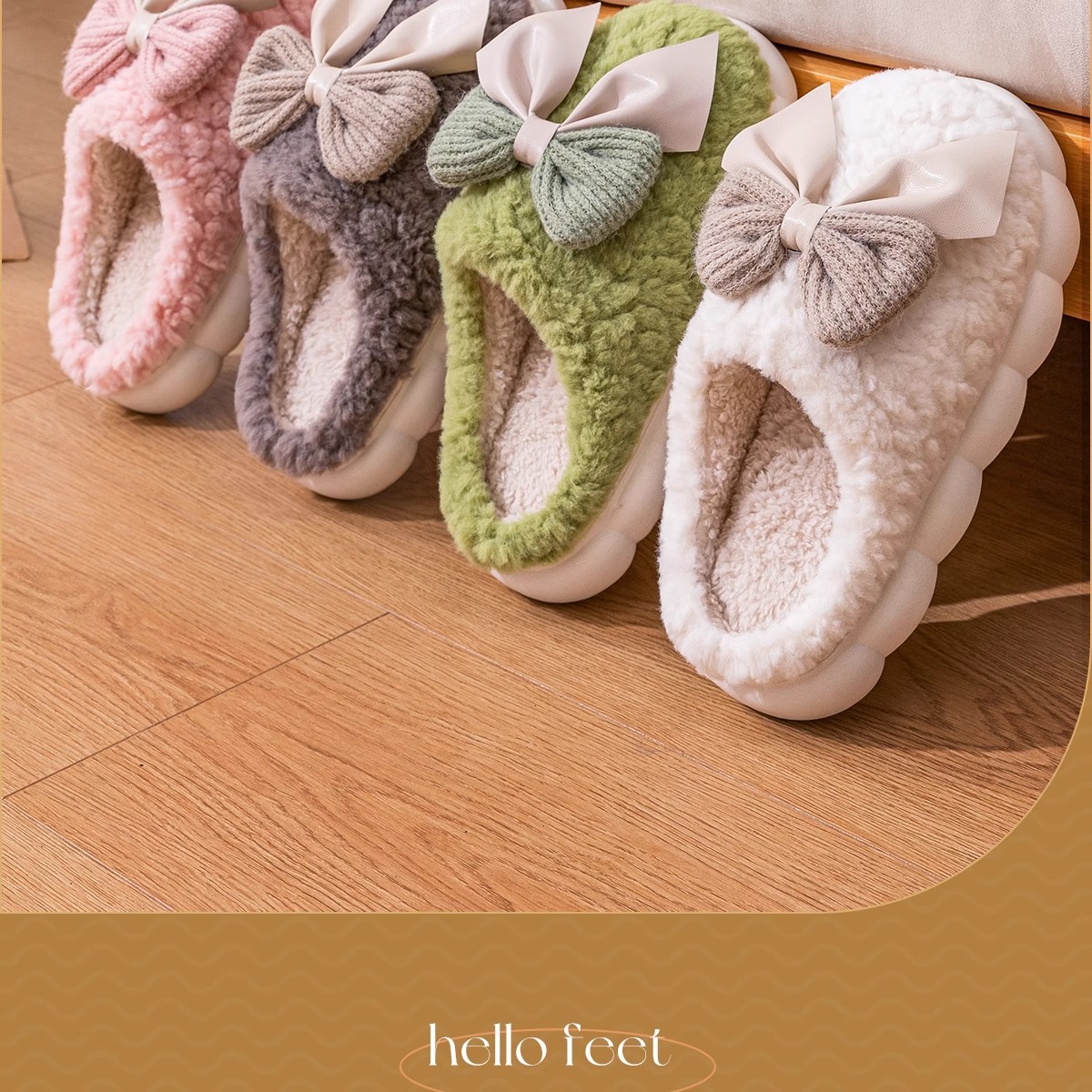 Warme pluchen instap-pantoffels voor dames detail 1
