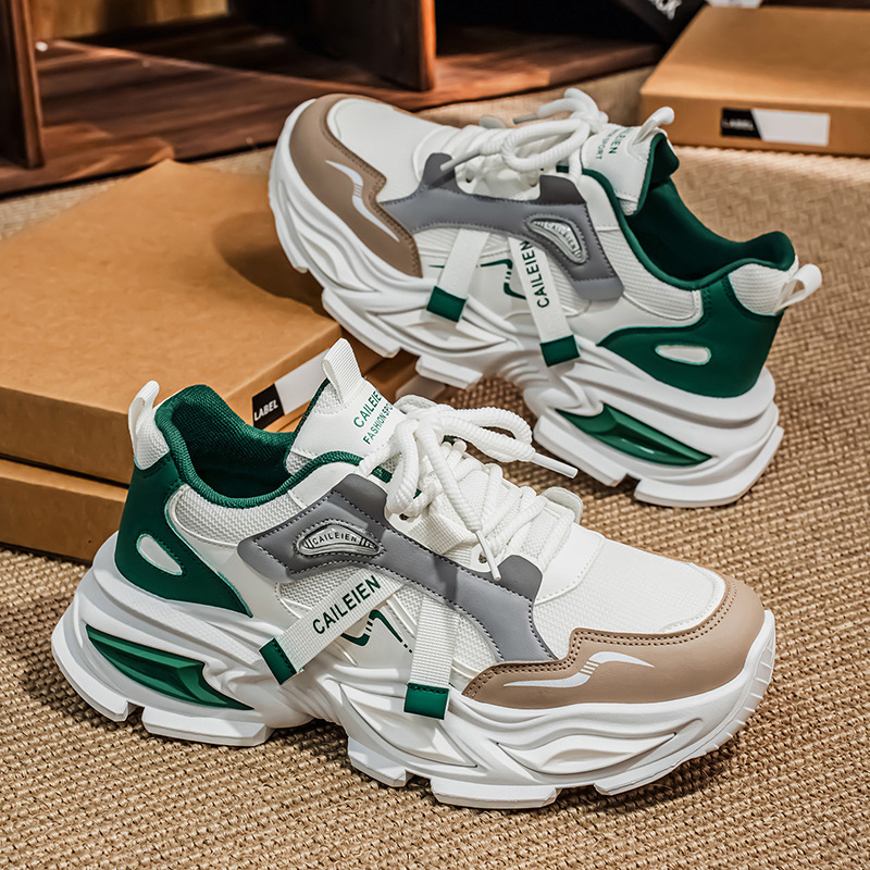 Atmungsaktive Chunky Plateau-Sneaker für Herren mit Schnürung 4