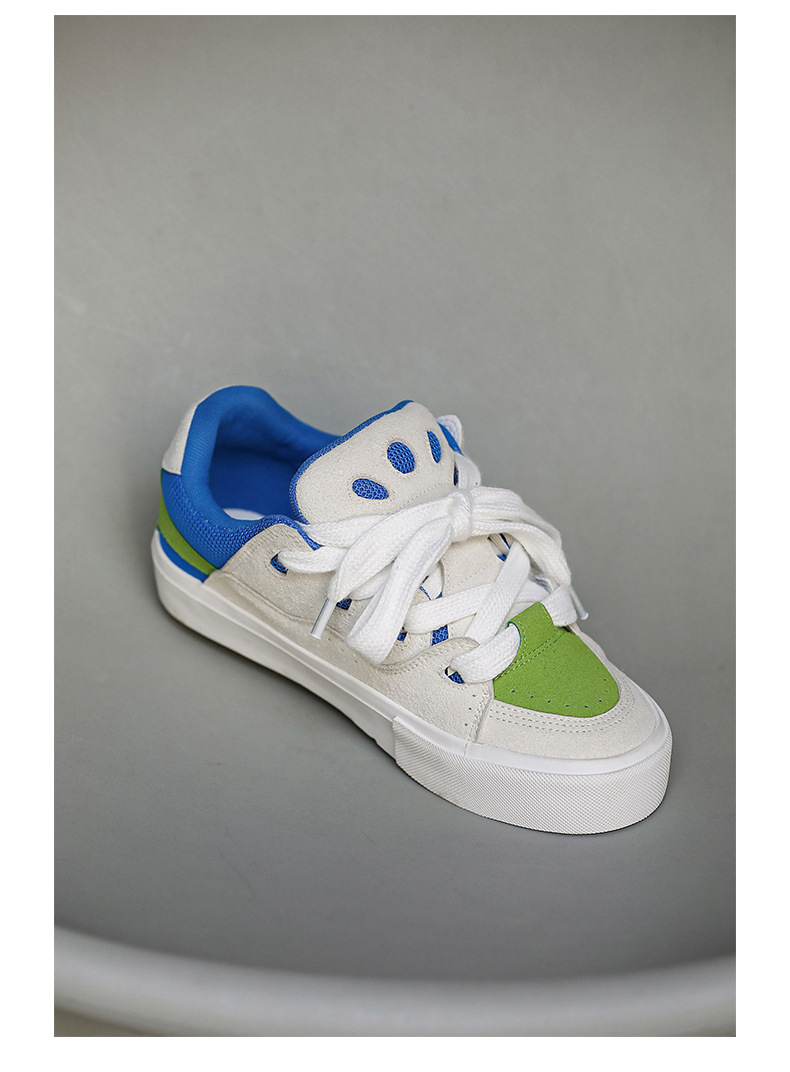 Unisex Colorblock Platform Lace-Up Skate Shoes detail 7
