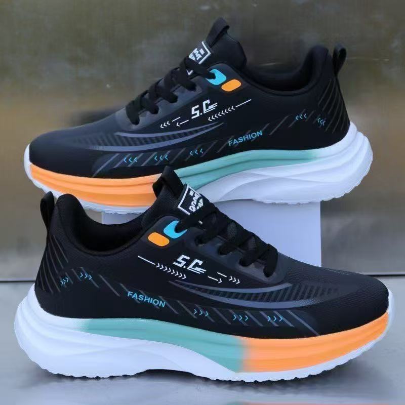 Men's Breathable Cushioned Lace-Up Running Shoes