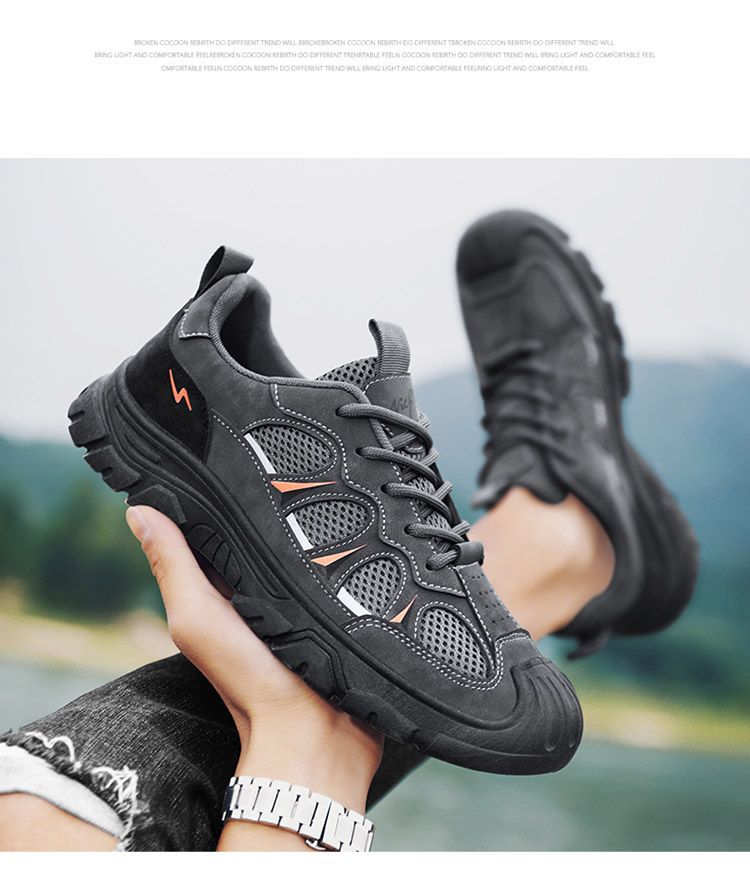 Zapatos casuales de exterior para hombre con malla transpirable y cordones detail 4