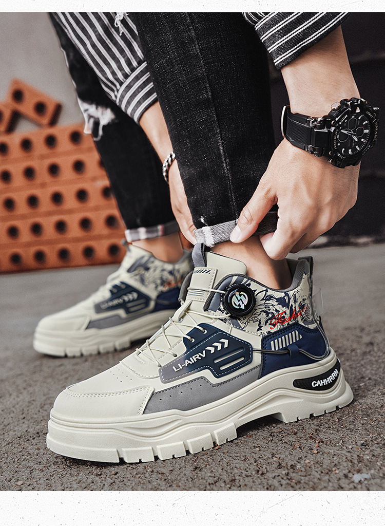 Men's Colorblock Non-Slip High-Top Casual Shoes detail 6