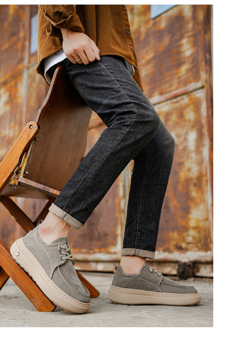Gedämpfte Plateau-Freizeitschuhe für Herren mit Schnürung detail 11
