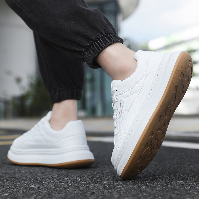 Herren Plateau-Freizeitschuhe aus PU-Leder zum Schnüren 5