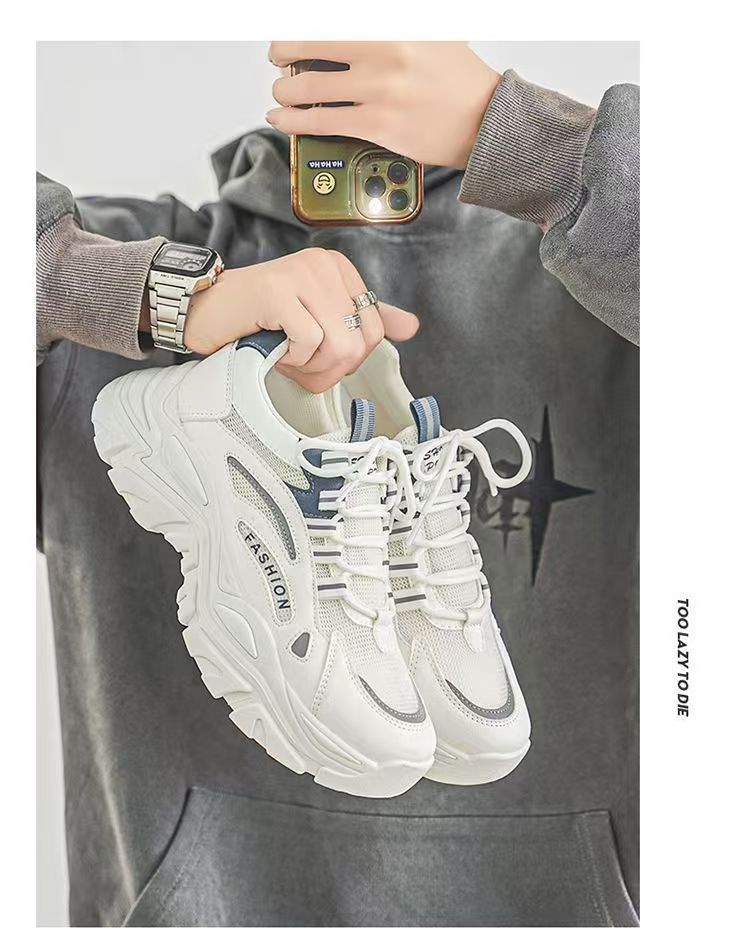 Ademende platform sneakers voor heren met colourblock detail 8