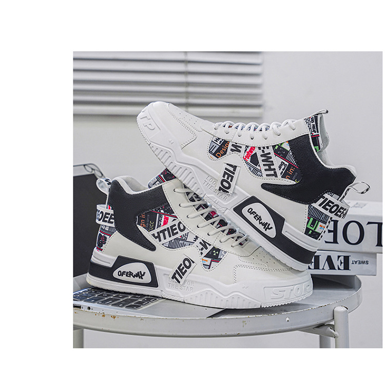 Sneakers alte da uomo stringate Scarpe casual da strada antiscivolo detail 8