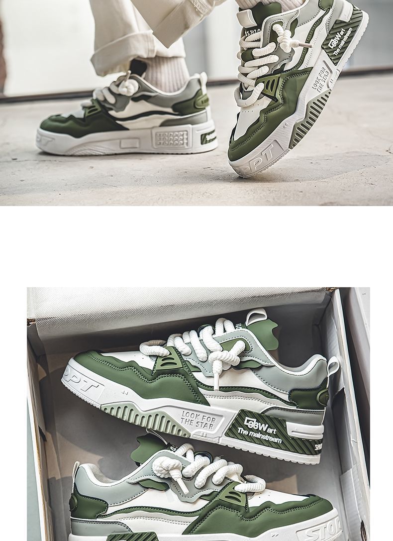 Men's Chunky Platform Colorblock Lace-Up Casual Shoes detail 19
