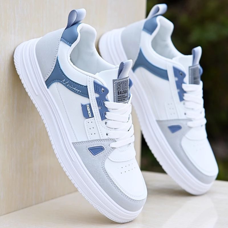 Sneakers casual da uomo stringate in pelle PU stile color-block 4