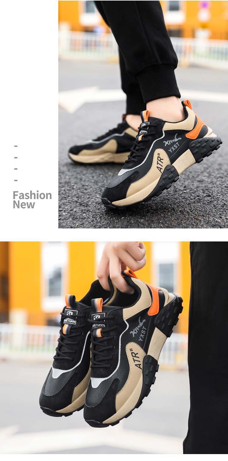 Chaussures casual pour hommes à lacets et semelle amortissante, color-block detail 6
