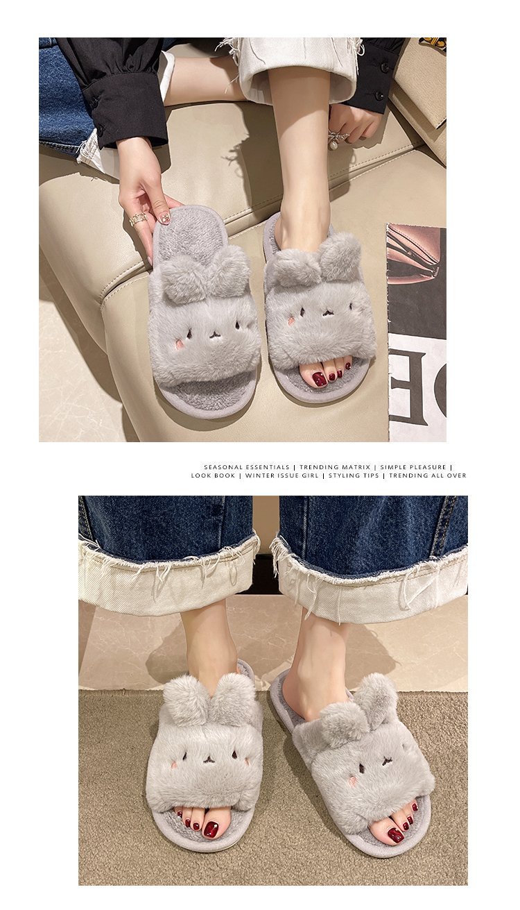 Women's Cozy Plush Open-Toe Slippers detail 7