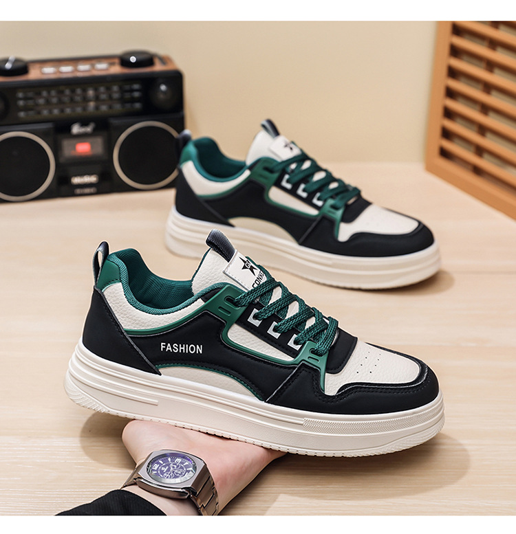 Men's Colorblock Lace-Up PU Leather Casual Shoes detail 3