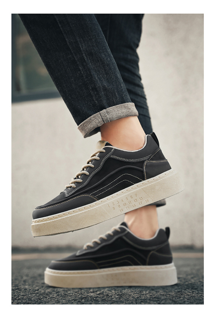 Herren Plateau Freizeitschuhe zum Schnüren aus PU-Leder detail 5