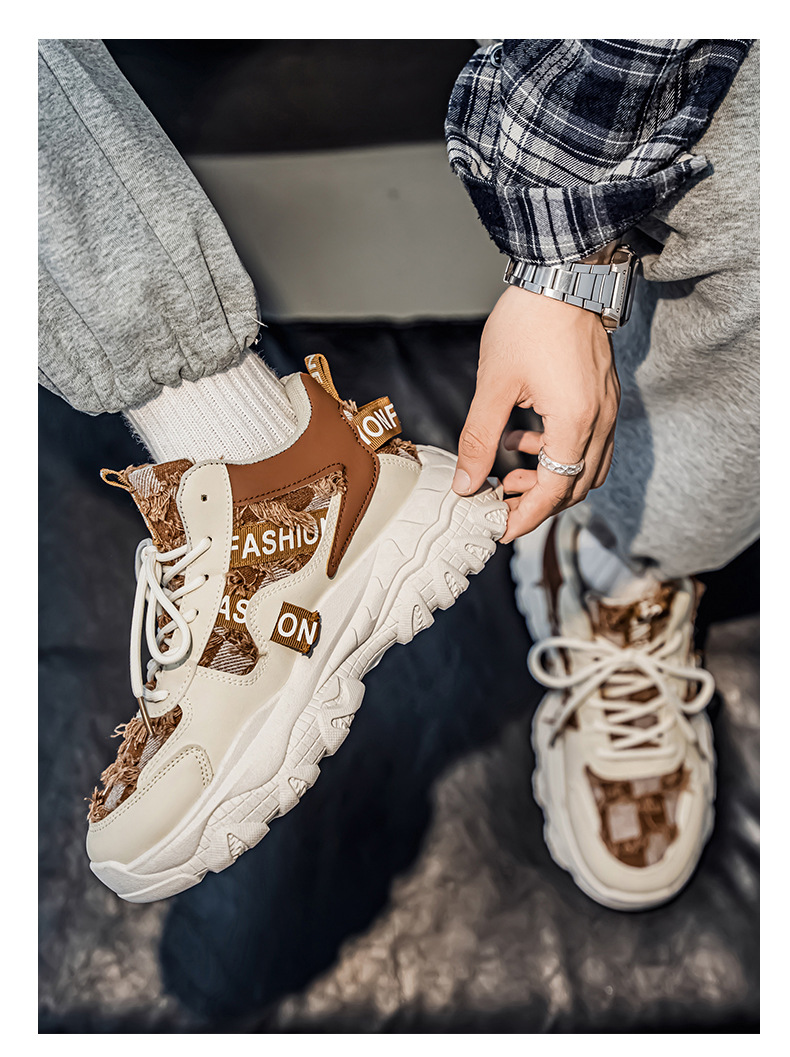 Men's Chunky Platform Lace-Up Casual Sneakers detail 9