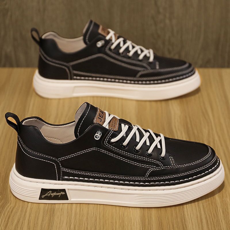 Herren Freizeitschuhe aus PU-Leder Rutschfeste Sneaker zum Schnüren 3