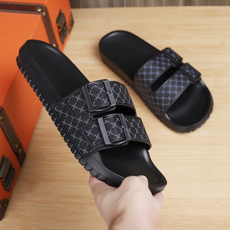 Casual heren slippers met open neus en dubbele gesp 5