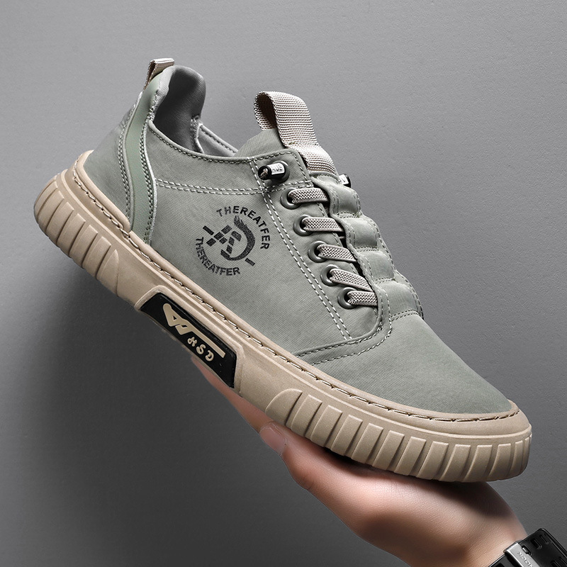 Men's Breathable Canvas Lace-Up Casual Shoes detail 1