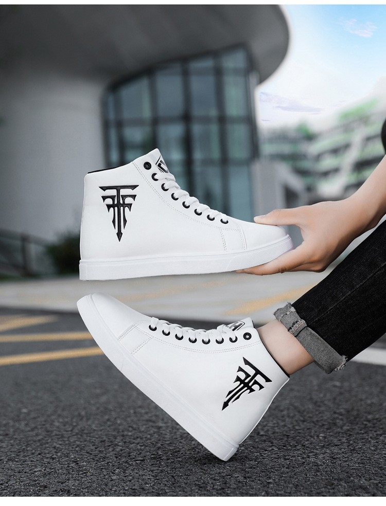 Men's Lace-Up PU Leather High-Top Casual Shoes detail 1