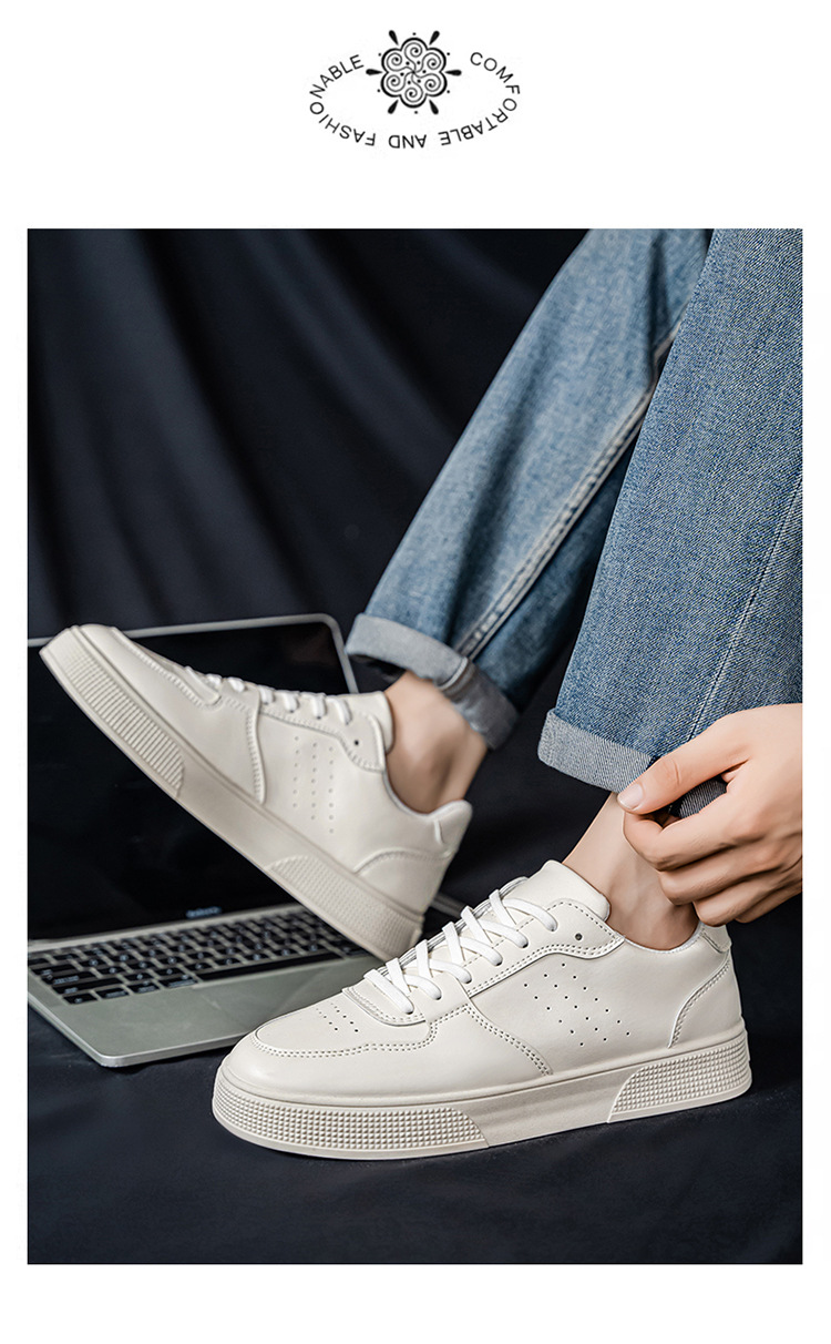 Men's Breathable PU Leather Lace-Up Casual Shoes detail 4