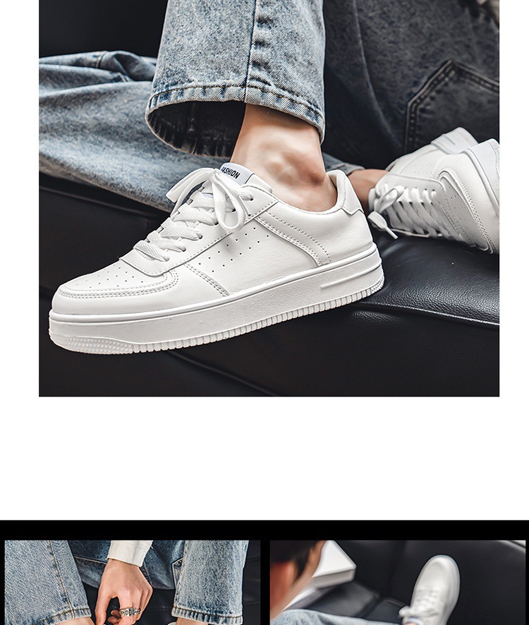 Men's Breathable PU Leather Lace-Up Sneakers detail 11